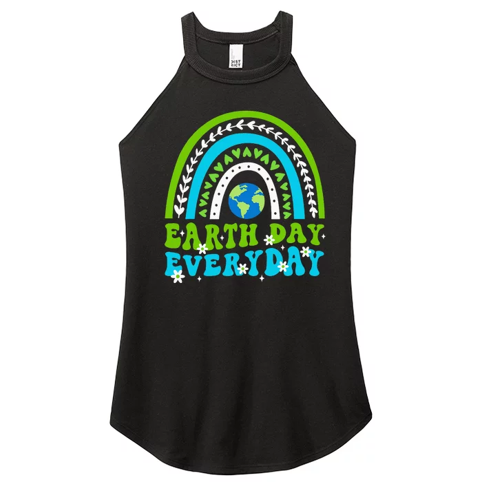 Groovy Earth Day Save Our Home Go Planet Rainbow Earth Women’s Perfect Tri Rocker Tank