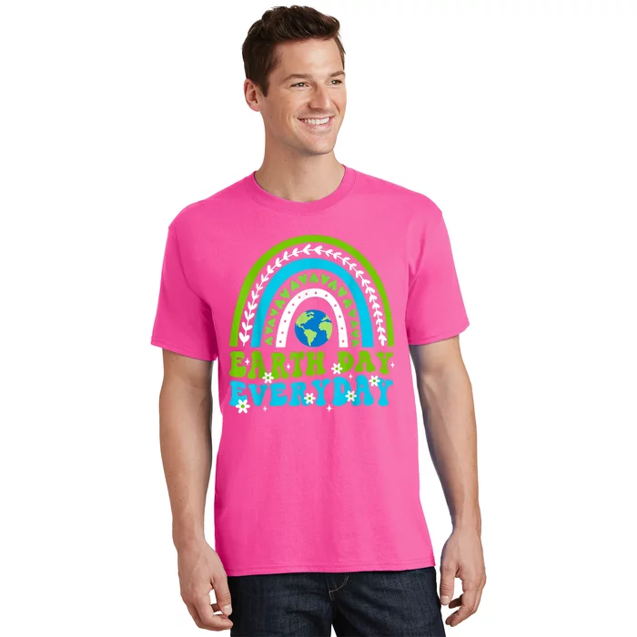 Groovy Earth Day Save Our Home Go Planet Rainbow Earth T-Shirt