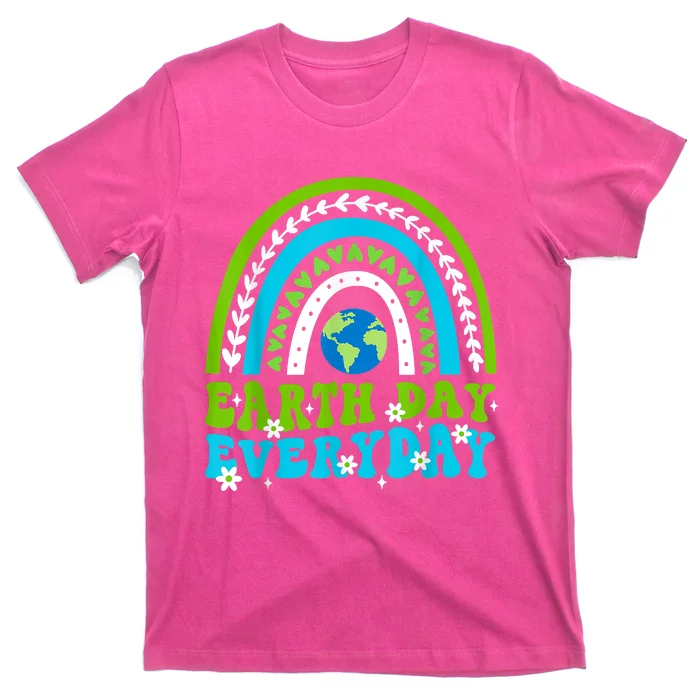 Groovy Earth Day Save Our Home Go Planet Rainbow Earth T-Shirt