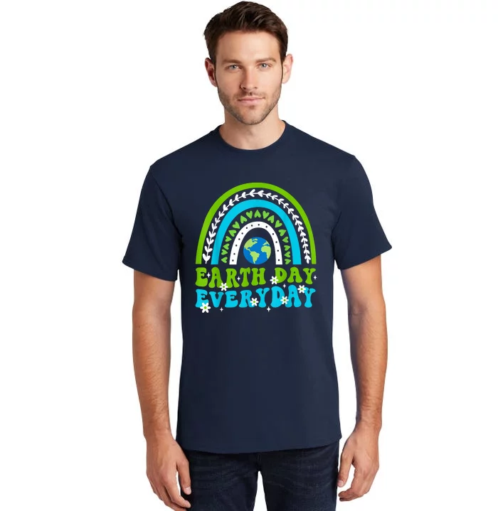 Groovy Earth Day Save Our Home Go Planet Rainbow Earth Tall T-Shirt