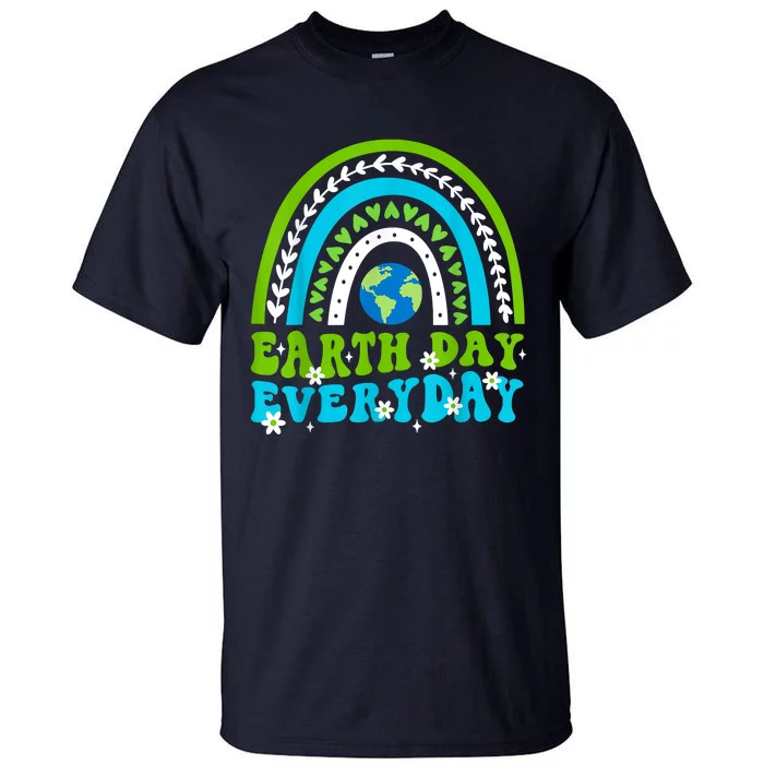 Groovy Earth Day Save Our Home Go Planet Rainbow Earth Tall T-Shirt