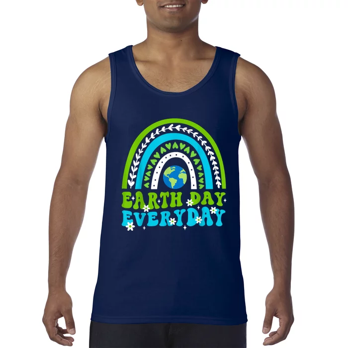 Groovy Earth Day Save Our Home Go Planet Rainbow Earth Tank Top