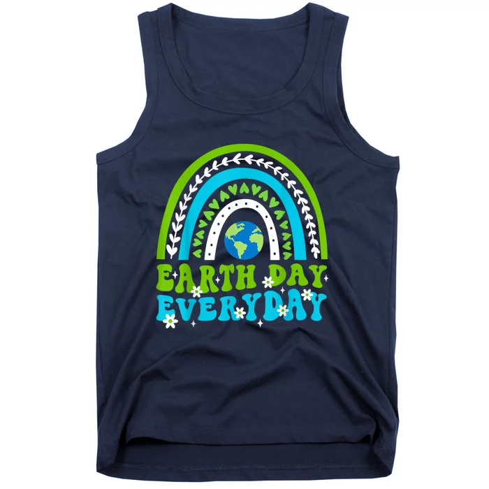 Groovy Earth Day Save Our Home Go Planet Rainbow Earth Tank Top