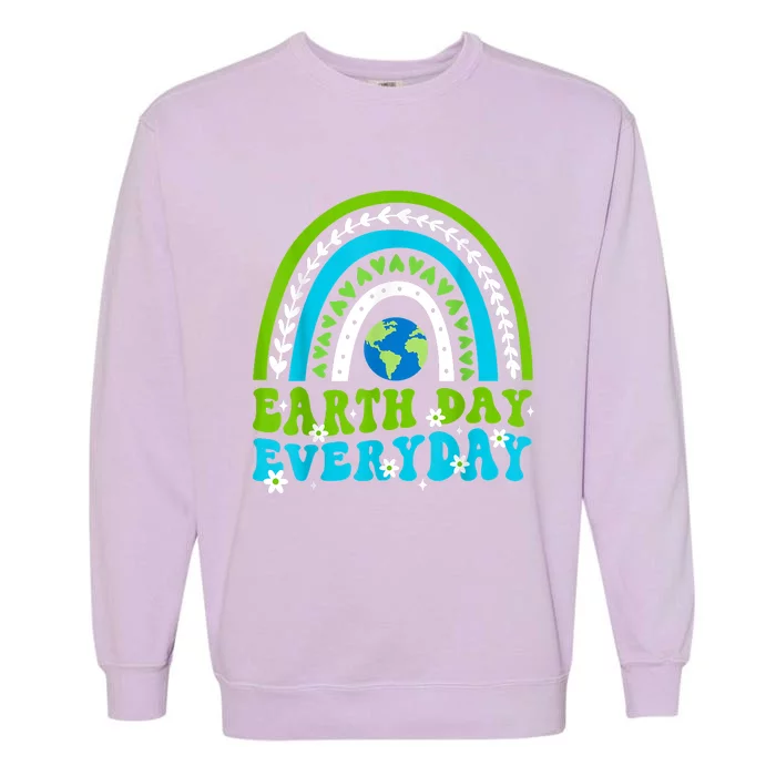 Groovy Earth Day Save Our Home Go Planet Rainbow Earth Garment-Dyed Sweatshirt