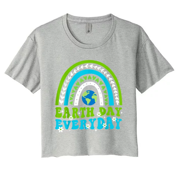 Groovy Earth Day Save Our Home Go Planet Rainbow Earth Women's Crop Top Tee