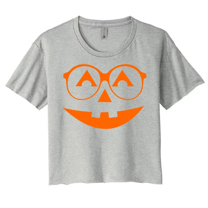 Geeky Pumpkin Jack O Lantern Women's Crop Top Tee