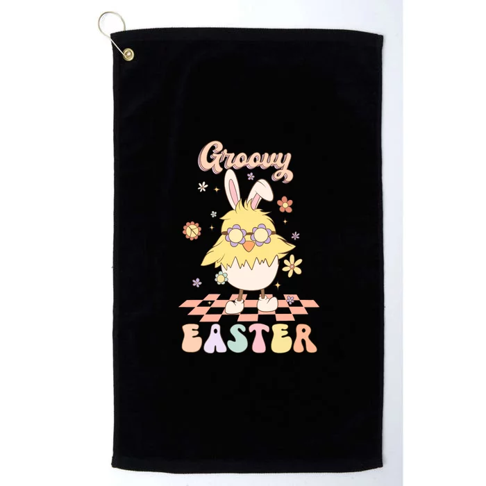 Groovy Easter Funny Chick Retro Easter Day Platinum Collection Golf Towel