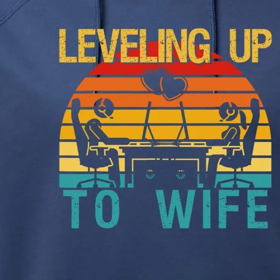 Gamer Engagement Future Mr & Mrs Leveling Up To Wife Performance Fleece Hoodie