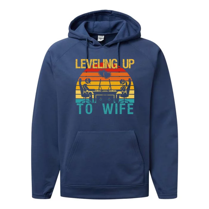 Gamer Engagement Future Mr & Mrs Leveling Up To Wife Performance Fleece Hoodie