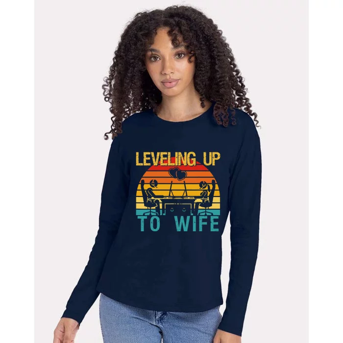 Gamer Engagement Future Mr & Mrs Leveling Up To Wife Womens Cotton Relaxed Long Sleeve T-Shirt