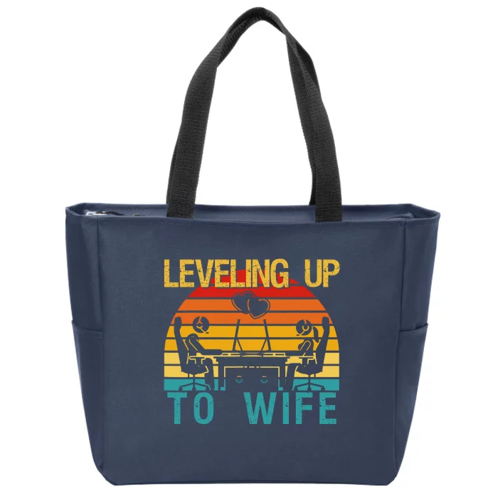 Gamer Engagement Future Mr & Mrs Leveling Up To Wife Zip Tote Bag