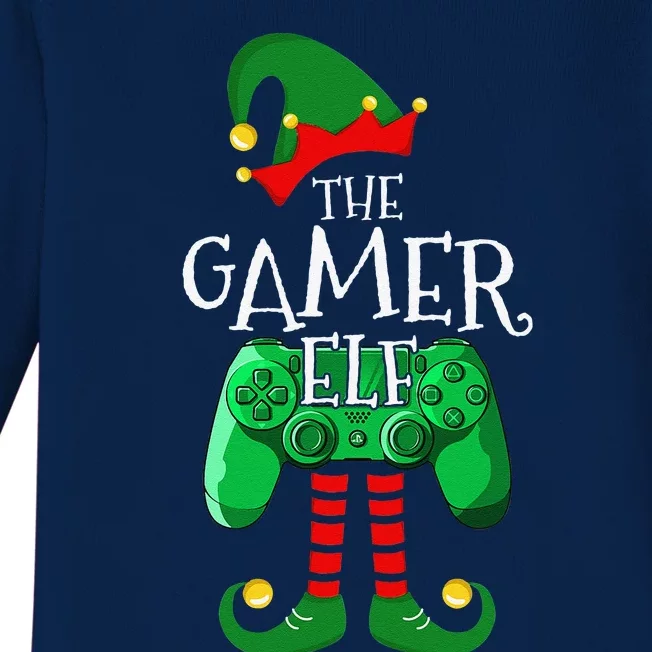 Gamer Elf Funny Christmas Family Matching Gaming Gifts Baby Long Sleeve Bodysuit