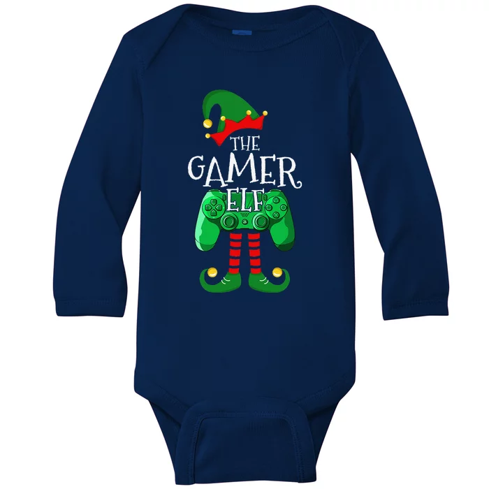 Gamer Elf Funny Christmas Family Matching Gaming Gifts Baby Long Sleeve Bodysuit