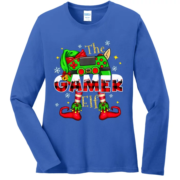 Gamer Elf Family Matching Group Christmas Video Game Xmas Ladies Long Sleeve Shirt