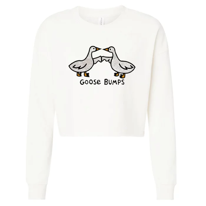 Goose Embroidered Goose Bumps Silly Goose Cropped Pullover Crew