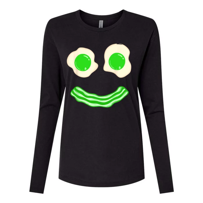 Green Eggs Ham Smile Face Brunch Breakfast Costume Womens Cotton Relaxed Long Sleeve T-Shirt