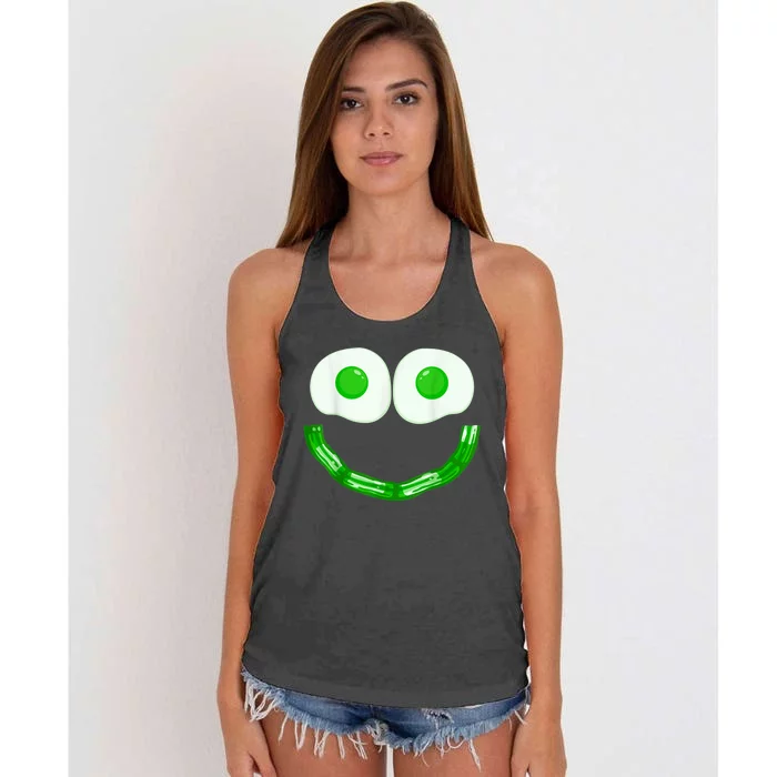 Green Eggs Ham Smile Face Brunch Breakfast Costume Women's Knotted Racerback Tank