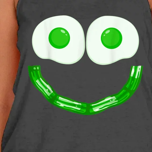 Green Eggs Ham Smile Face Brunch Breakfast Costume Women's Knotted Racerback Tank