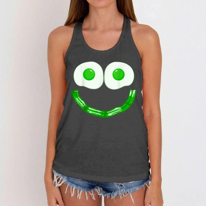 Green Eggs Ham Smile Face Brunch Breakfast Costume Women's Knotted Racerback Tank