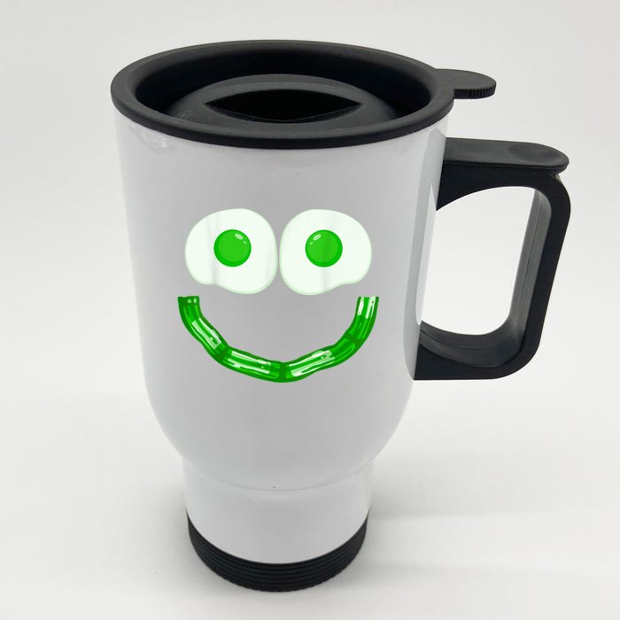 Green Eggs Ham Smile Face Brunch Breakfast Costume Front & Back Stainless Steel Travel Mug