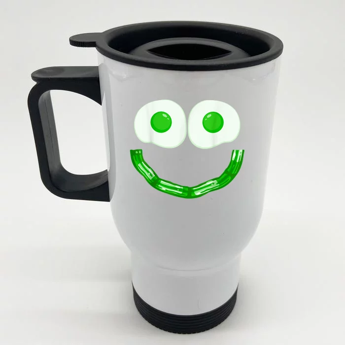 Green Eggs Ham Smile Face Brunch Breakfast Costume Front & Back Stainless Steel Travel Mug