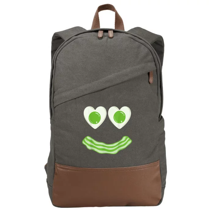 Green Eggs Ham Smile Face Brunch Breakfast Costume Cotton Canvas Backpack