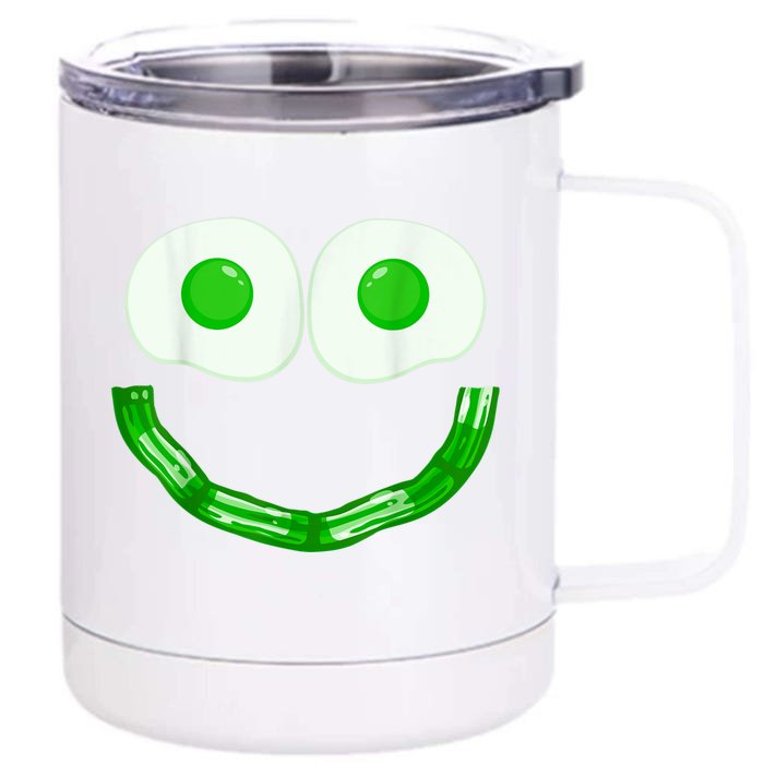 Green Eggs Ham Smile Face Brunch Breakfast Costume Front & Back 12oz Stainless Steel Tumbler Cup