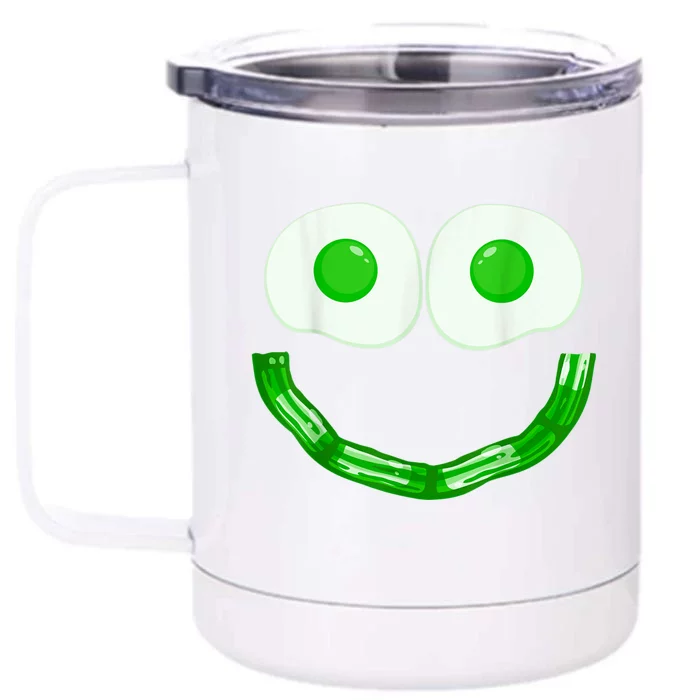 Green Eggs Ham Smile Face Brunch Breakfast Costume Front & Back 12oz Stainless Steel Tumbler Cup