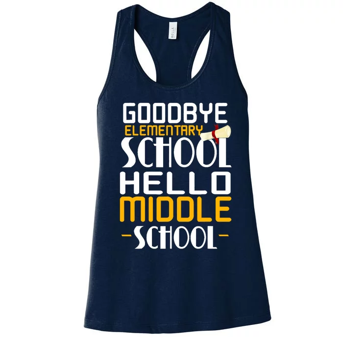 Goodbye Elementary Hello Middle School graduate Gift Women's Racerback Tank