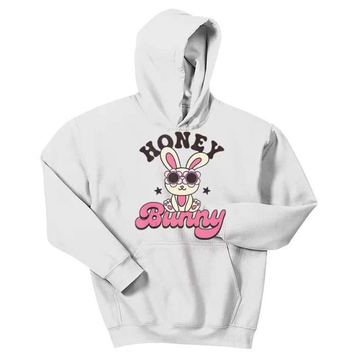 Groovy Easter Honey Bunny Happy Easter Day Kids Hoodie