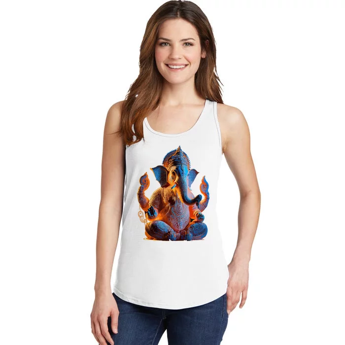 Ganesh Elephant Hindu God Yoga Spiritual Ganesha Meditation Ladies Essential Tank