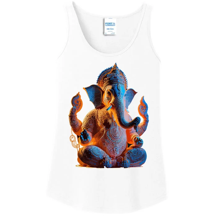 Ganesh Elephant Hindu God Yoga Spiritual Ganesha Meditation Ladies Essential Tank