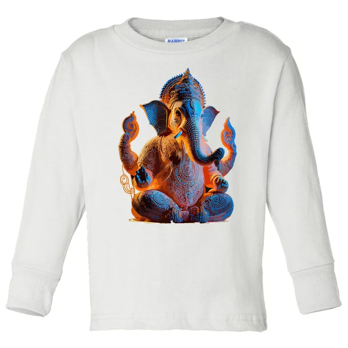 Ganesh Elephant Hindu God Yoga Spiritual Ganesha Meditation Toddler Long Sleeve Shirt