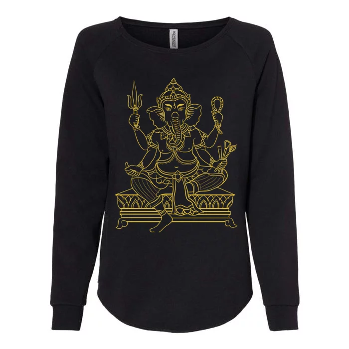 Ganesh Elephant Hindu God Ganesha Yoga Spiritual Meditation Funny Gift Womens California Wash Sweatshirt