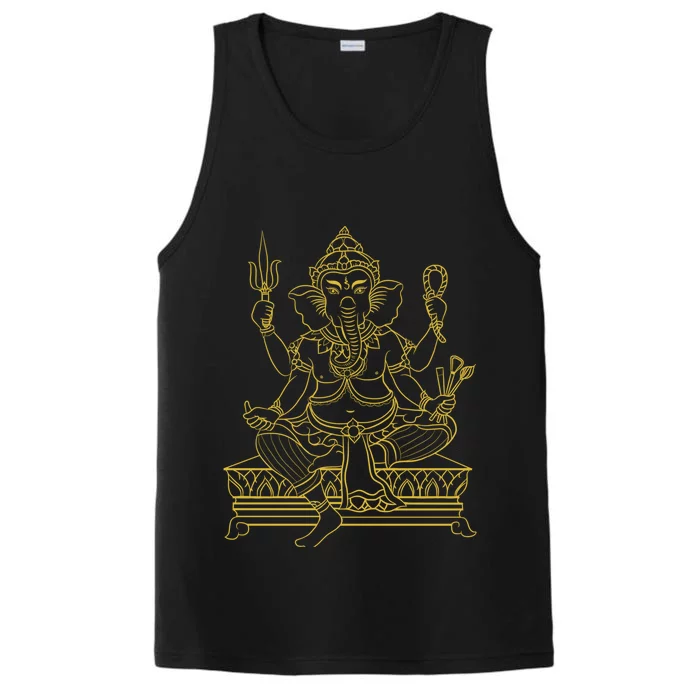 Ganesh Elephant Hindu God Ganesha Yoga Spiritual Meditation Funny Gift Performance Tank