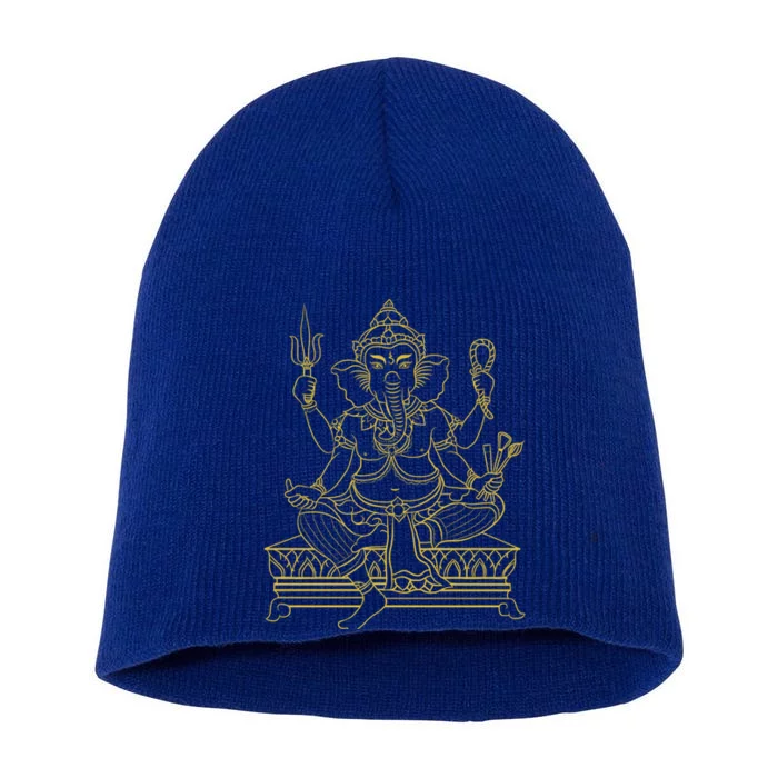 Ganesh Elephant Hindu God Ganesha Yoga Spiritual Meditation Funny Gift Short Acrylic Beanie