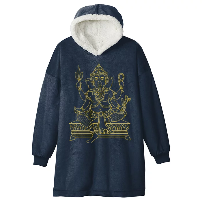 Ganesh Elephant Hindu God Ganesha Yoga Spiritual Meditation Funny Gift Hooded Wearable Blanket