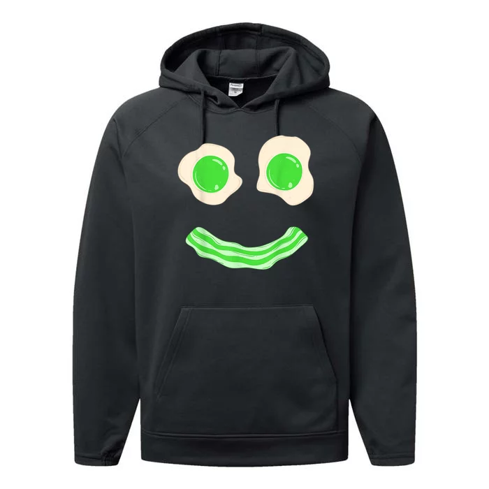 Green Eggs Ham Smile Face St Patrick's Day Performance Fleece Hoodie