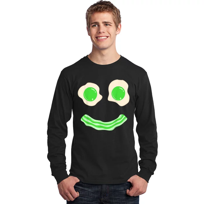 Green Eggs Ham Smile Face St Patrick's Day Long Sleeve Shirt