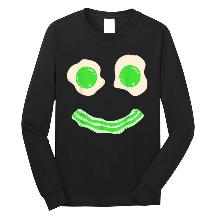 Green Eggs Ham Smile Face St Patrick's Day Long Sleeve Shirt