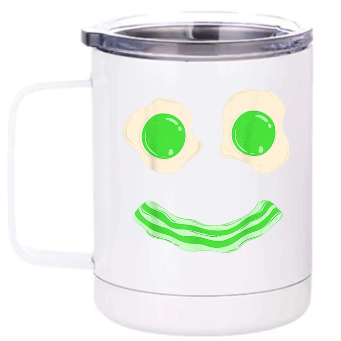 Green Eggs Ham Smile Face St Patrick's Day Front & Back 12oz Stainless Steel Tumbler Cup