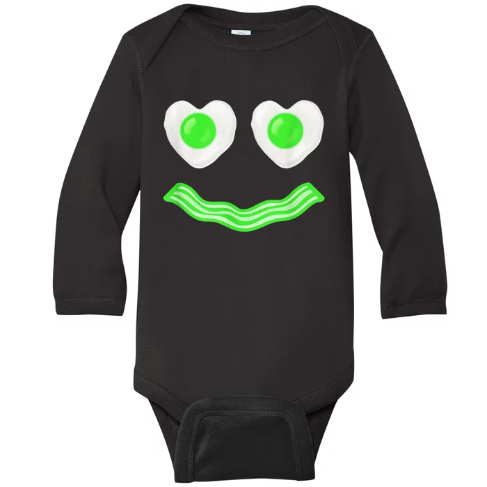 Green Eggs Ham Smile Face Brunch Breakfast Costume Baby Long Sleeve Bodysuit