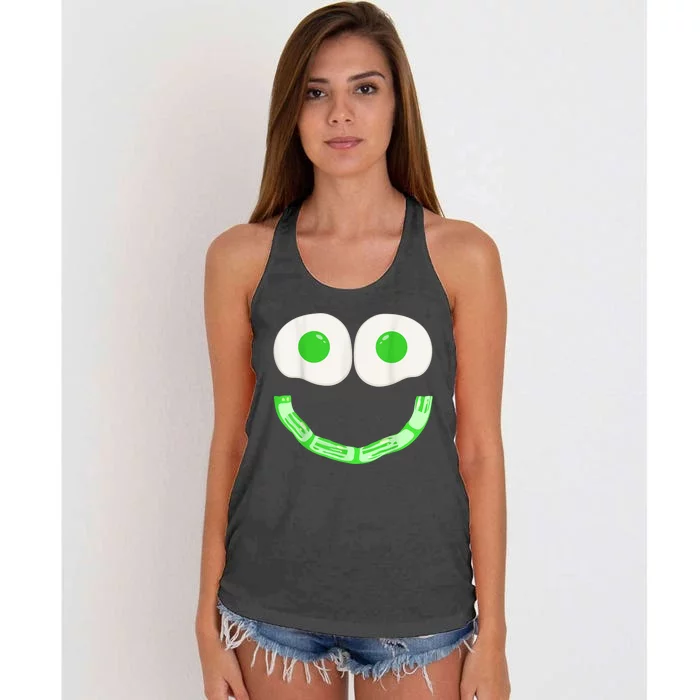 Green Eggs Ham Smile Face Brunch Breakfast Costume Women's Knotted Racerback Tank