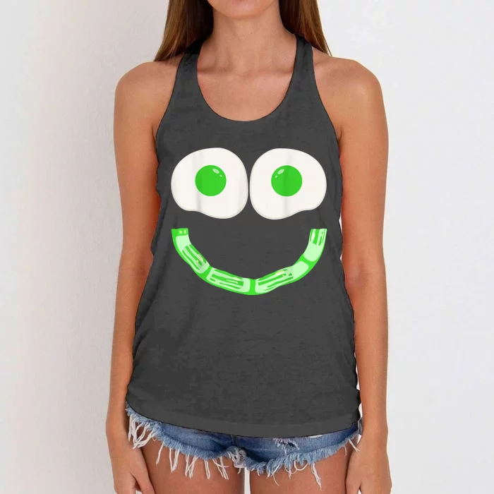 Green Eggs Ham Smile Face Brunch Breakfast Costume Women's Knotted Racerback Tank