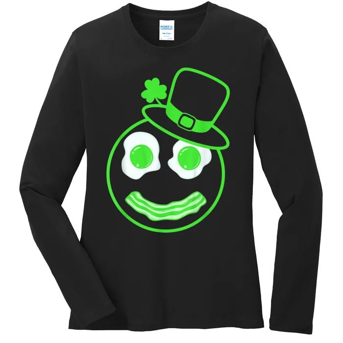 Green Eggs Ham Smile Face Brunch Breakfast Costume Ladies Long Sleeve Shirt