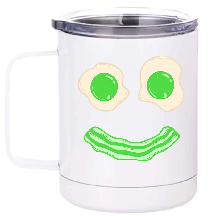 Green Eggs Ham Smile Face Brunch Breakfast Costume Front & Back 12oz Stainless Steel Tumbler Cup