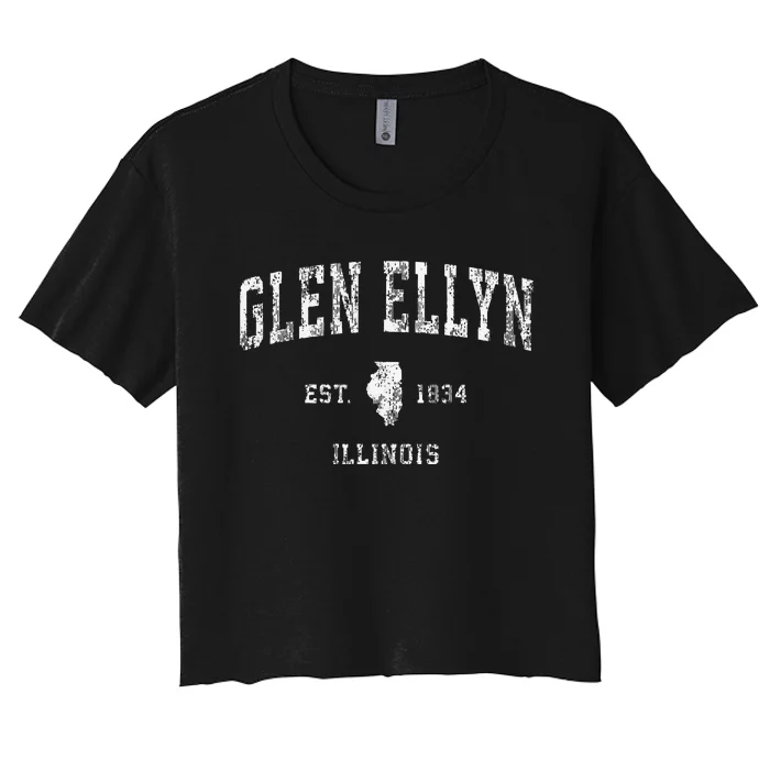 Glen Ellyn Illinois Il Vintage Athletic Sports Women's Crop Top Tee