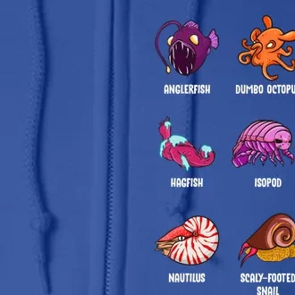 Gulper Eel Isopod Jellyfish Nautilus Octopus Hagfish Gift Full Zip Hoodie