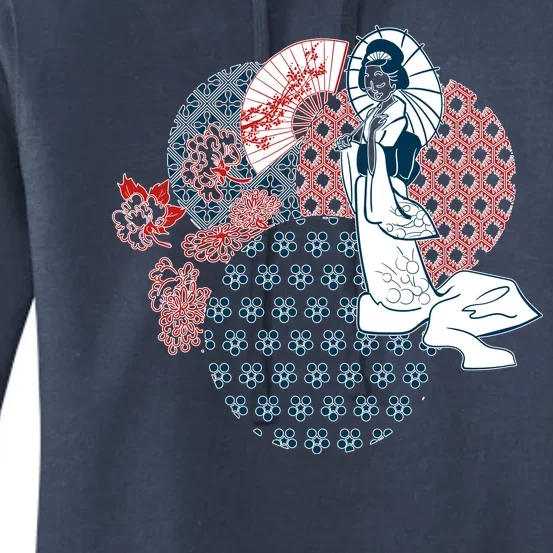 Geisha Fan Parasol Abstract Women's Pullover Hoodie