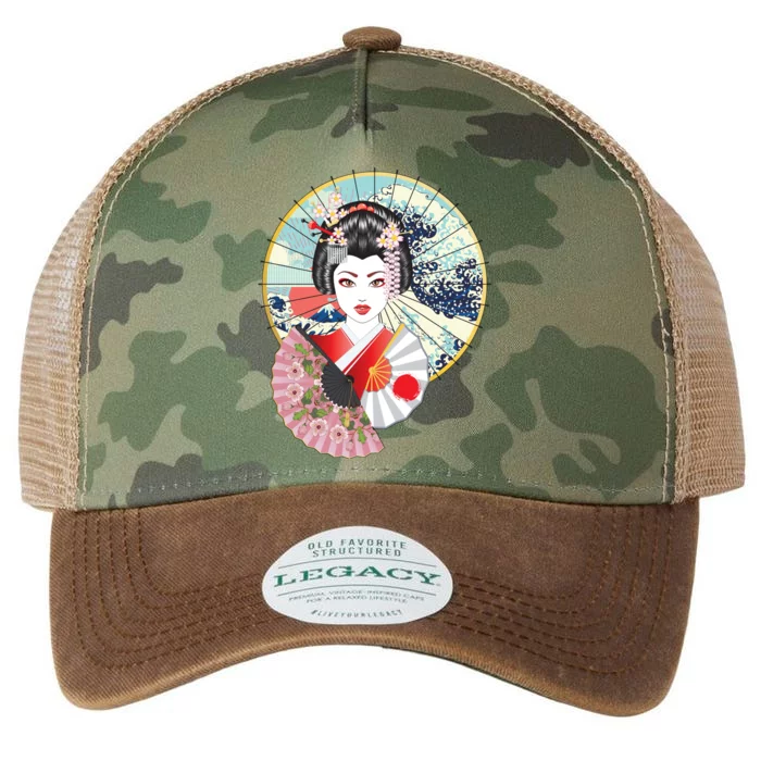 Geisha Great Wave Frame Fans Legacy Tie Dye Trucker Hat